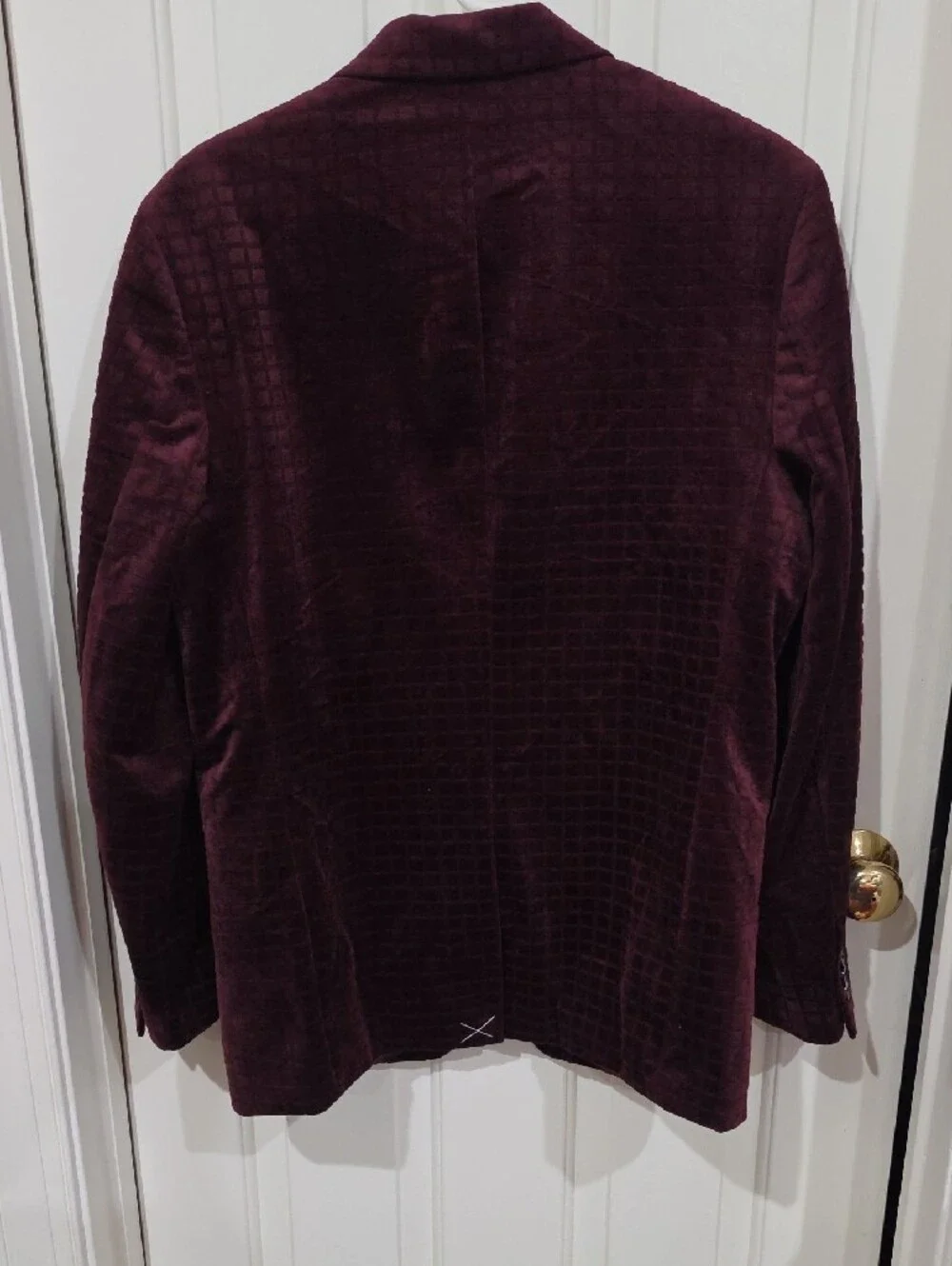 Alfani Men’s Slim-Fit Burgundy Velour/Velvet Sport Coat Blazer Jacket Size- M